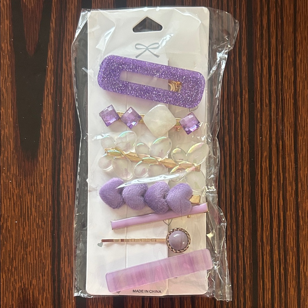Purple Hair Clip Set for Kids